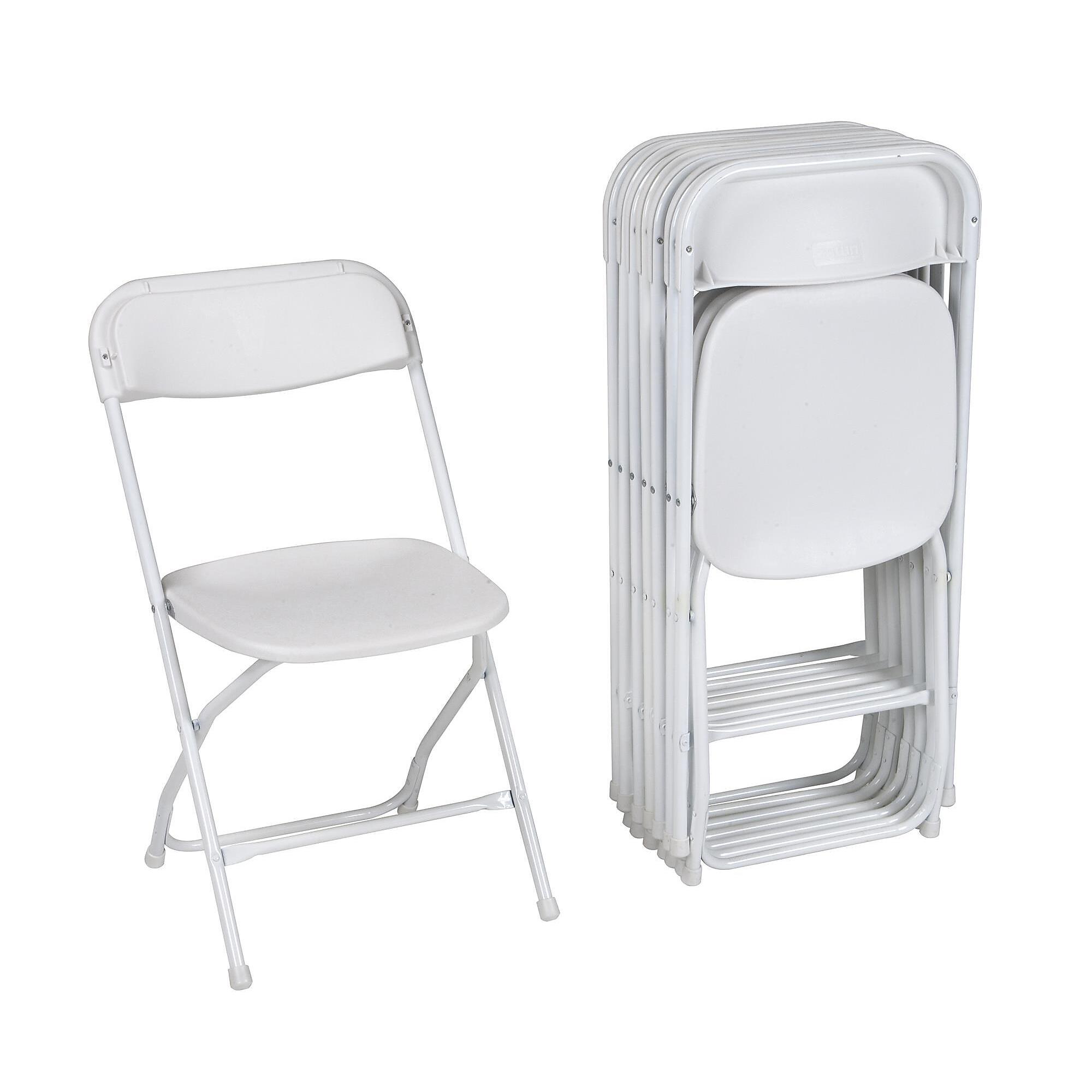 ZOWN White Plastic Stacking, 8 Folding Chairs, Model# 60540WHT8E